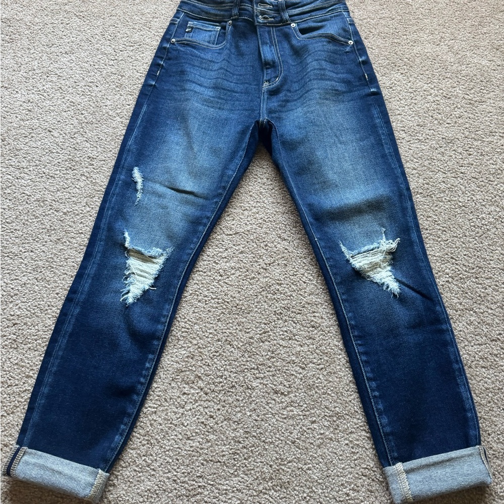 KanCan Dark Blue Distressed Ankle Jeans